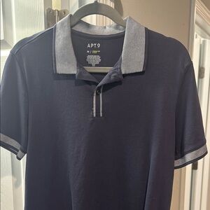 Apt. 9 Men's Dark Blue Polo with Light Gray Accents